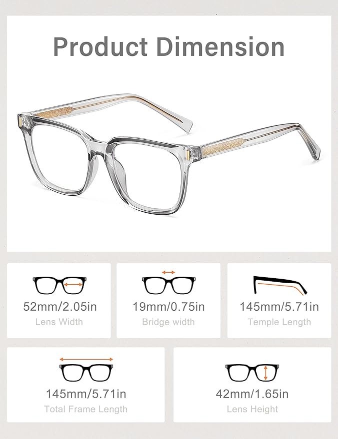 Madison Avenue Trendy Sqaure Blue Light Blocking Glasses for Women with Case, Stylish Anti Glare Glasses for Computer