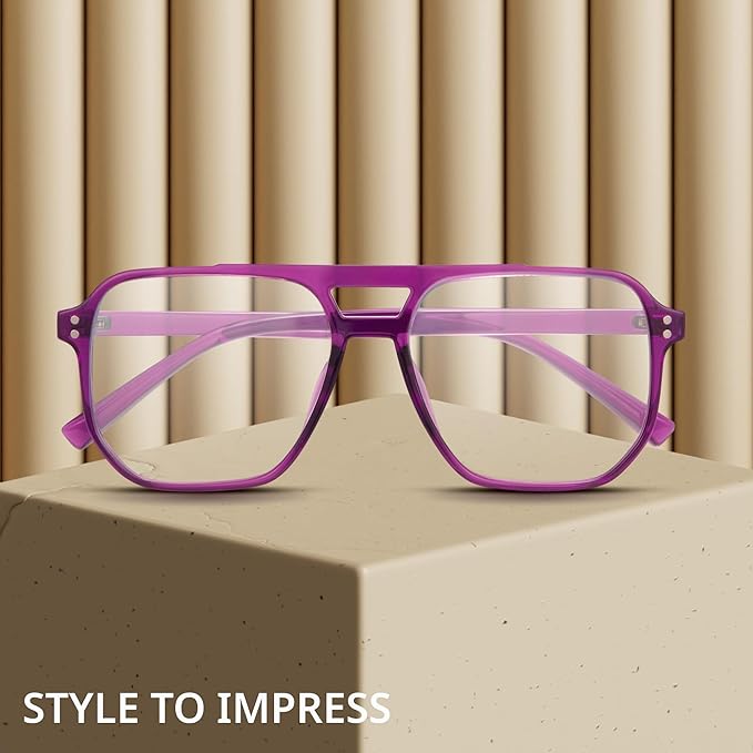 livho Retro Aviator Blue Light Blocking Glasses for Women Men with Soft Case, Trendy Rectangle Computer Eyeglasses