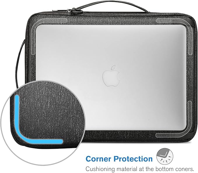 FINPAC 15.6-inch Laptop Shoulder Bag, Protective Computer Carrying Case Compatible with 16.2" MacBook Pro M5/M4/M3/M2/M1, 15-16" MacBook Air/Pro, Surface Laptop/Book, 15.6" HP/Dell/Acer/Samsung, Black