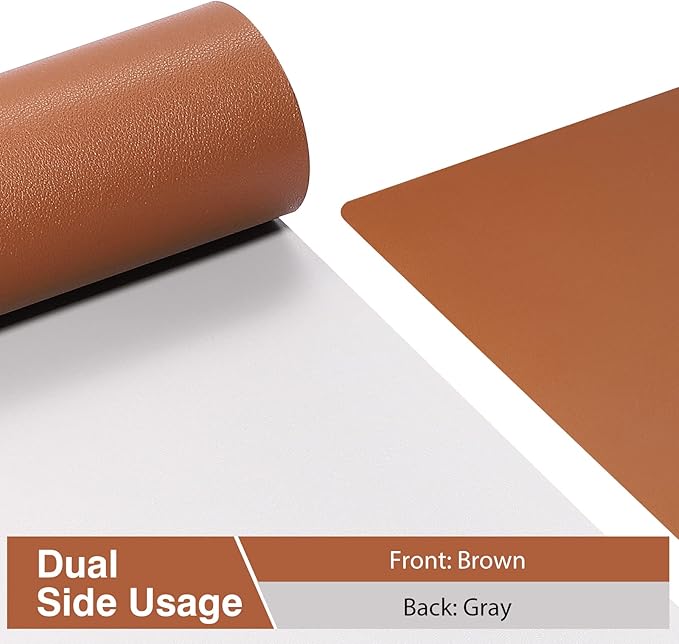 TOWWI Dual Sided Desk Pad, Large Desk Mat, Waterproof Desk Blotter Protector Mouse Pad, Leather Desk Pad Large for Keyboard and Mouse (36" x 17", Brown/Gray)