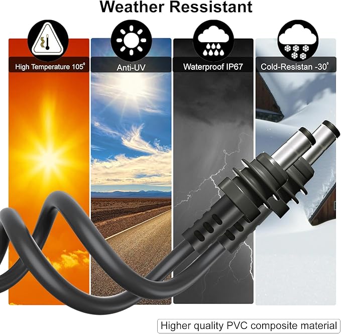 Starlink Mini DC Power Cable, 18AWG 15M/49.2FT, Grey, Female-to-Male, Indoor/Outdoor, DC Power, Starlink Mini Compatible
