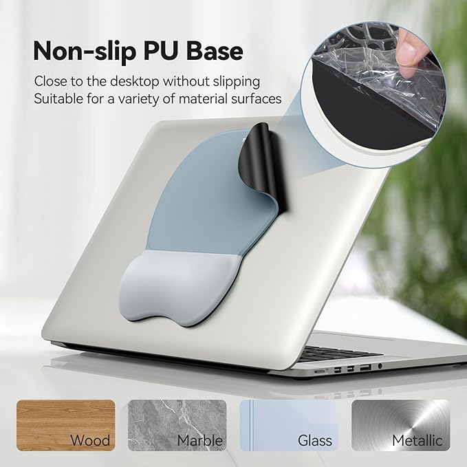 TECKNET Gel Mouse Pad with Wrist Rest, 3 in 1 Keyboard Wrist Rest for Pain Relief, Non-Slip PU Base & Easy Typing, Ergonomic Mousepad Set for Office & Home