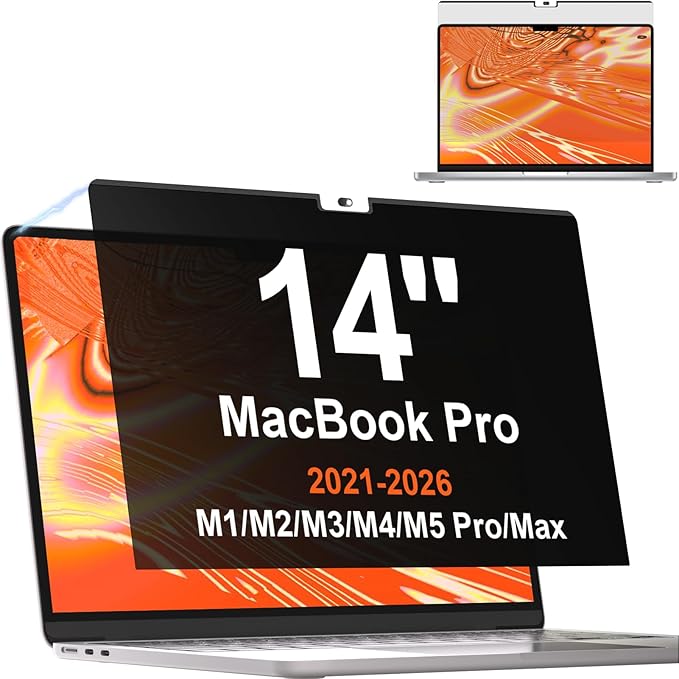Privacy Screen for MacBook Pro 14 Inch 2021-2026 M5/ M4 /M4 Pro /M4 Max /M3 /M3 Pro /M3 Max /M2 Pro /M2 Max /M1 Pro /M1 Max, Magnetic Removable Anti Blue Light Glare Screen Protector