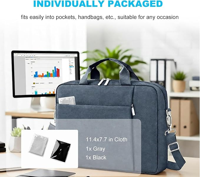 2 Pack Microfiber Liner Cleaning Cloth 15" 16" MacBook Air/MacBook Pro Screen Keyboard Imprint Protection, Keyboard Protector Compatible with MacBook Air 15.3"/MacBook Pro 15"/MacBook Pro 16"-(Bk+Gy)