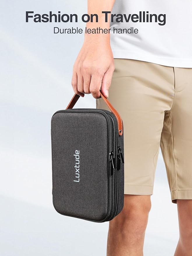 Luxtude Electronics Organizer Travel Case, Portable Tech Bag for Working/Travelling, Sturdy Hard Shell Zipper Cases for Charger/Mouse/Hard Drive, Case Only