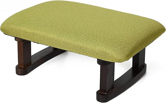 Small Footstool Office Under Desk Ottoman Padded Hassock 16.1"(41cm) x 6.7"(17cm) with Wooden Legs Modern Living Room Bedroom Work Nail Salon Compact Footrest Stool Relaxation Rest Foot Stool (Green)
