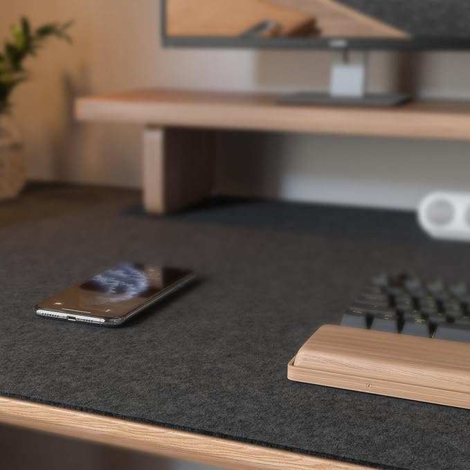 Large Felt Desk Mat,47.2"x 23.6",Non-Slip Desk Pad for Office and Home,120x60cm Full Table Mouse Pad,Keyboard Mats for Desk,Desktop Protection(Dark Gray)