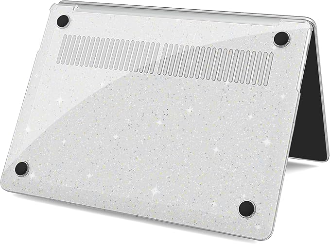 G JGOO Compatible with 13.8 inch Microsoft Surface Laptop 7 Case Touchscreen 2024 (7th Edition) Model 2036, Clear Glitter Plastic Hard Shell Case + Keyboard Cover + 50 Pcs Laptop Stickers, Sparkly