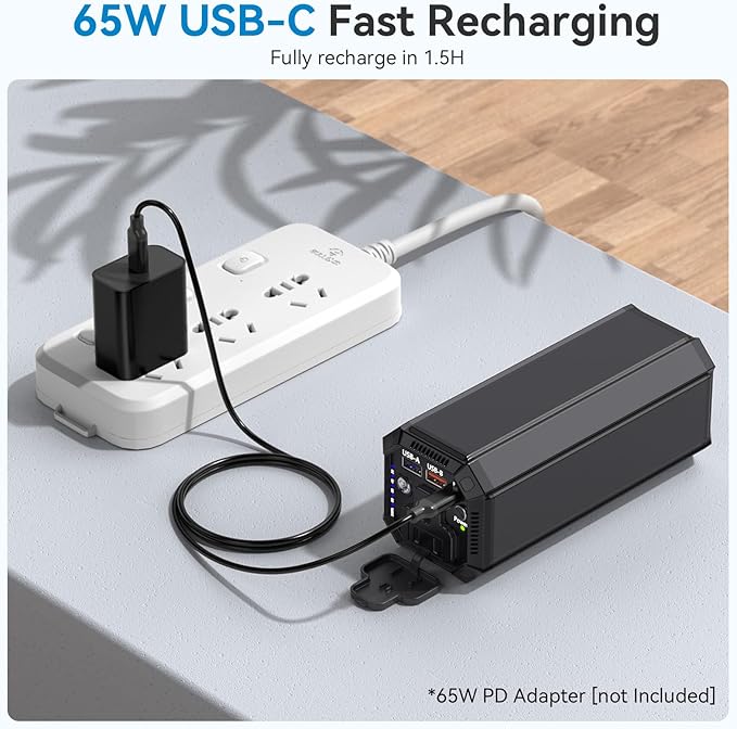 Portable Power Bank with AC Outlet, 100W Portable Laptop Charger, 98Wh/27000mAh High Capacity with 65W PD USB C Laptop Battery Bank, Backup Power Source for Business Travel and Outdoor Activities