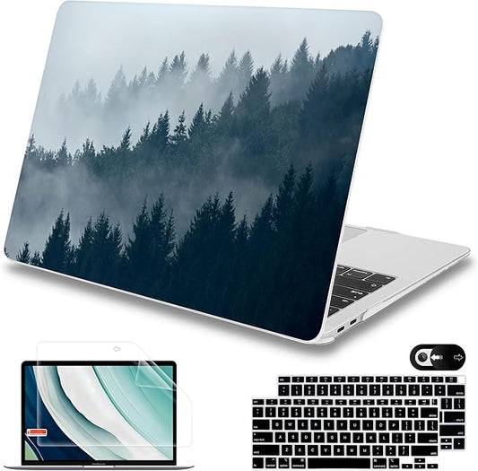 Mektron for MacBook Air 13 inch Case 2021-2018 Release A2337 M1 A2179 A1932, Plastic Hard Shell Case Only Compatible with MacBook Air 13 inch Retina Fits Touch ID, B-Misty Forest C132