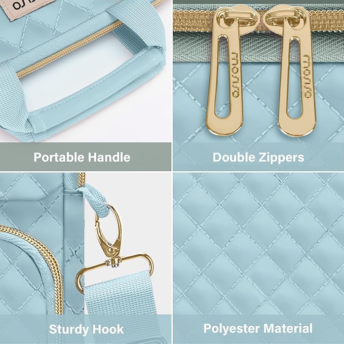 MOSISO 9-11 inch Tablet Sleeve Bag for iPad A16 2025, iPad Air 11 inch M3 M2, iPad Pro 11 M4, iPad 10/9/8/7th, Galaxy Tab A9+/S9/S8/Plus 11, Square Quilted Carrying Case with 2 Pockets, Ice Blue