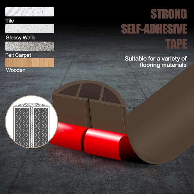 Floor Cord Cover Cable Cavity Self Adhesive Cord Hider Floor 10FT Floor Cable Management Power Cord Protector Floor Electric Cord Covers for Offices, Gym, Exhibitions (CoffeeBrown, 1.57" x 10') - Image 4