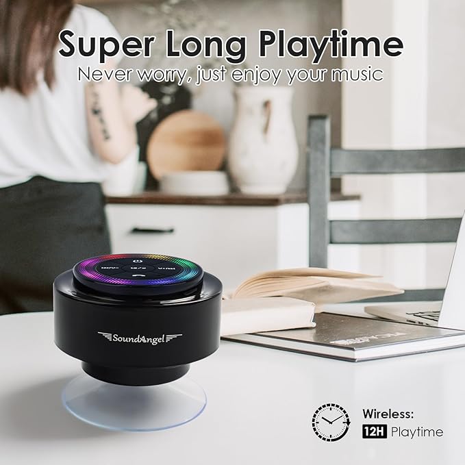 XLEADER Pro Shower Speaker (Upgraded) Certified IPX7 Waterproof Bluetooth Speaker, 8W Crystal Sound&Rich Bass, 15H Playtime, with Suction Cup, Silicone Lanyard, Ideal Gifts, SoundAngel Mate(2 Gen)