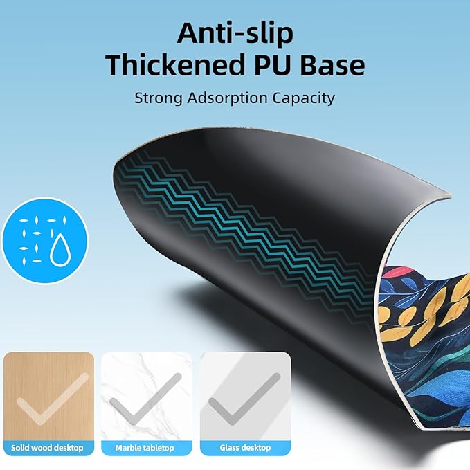 TIDALSOIL Ergonomic Mousepad with Slow-Rebound Memory Foam Wrist Rest - Ultra Smooth Surface, Non-Slip Base, Desk Essential for Office, Design, Gaming, 9.4"x8.1"