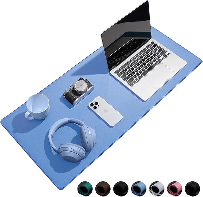 Waterproof Large Gaming Mouse Pad with Durable Stitched Edges, Non-Slip Rubber Base, Grainy Jacquard Mouse Mat Desk Pad for Home Office Gaming, 31.5''x11.8''x0.12'', Matte Blue