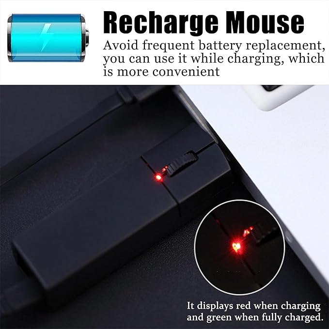 Wireless Bluetooth Mouse, Mini 3-Mode (BT4.0/5.0+2.4G) Noiseless Rechargeable Travel Mice with Mouse Case, 3 Buttons 1200 DPI Ultra Lightweight Portable Wireless Mice for Desktop Laptops PC（Black）