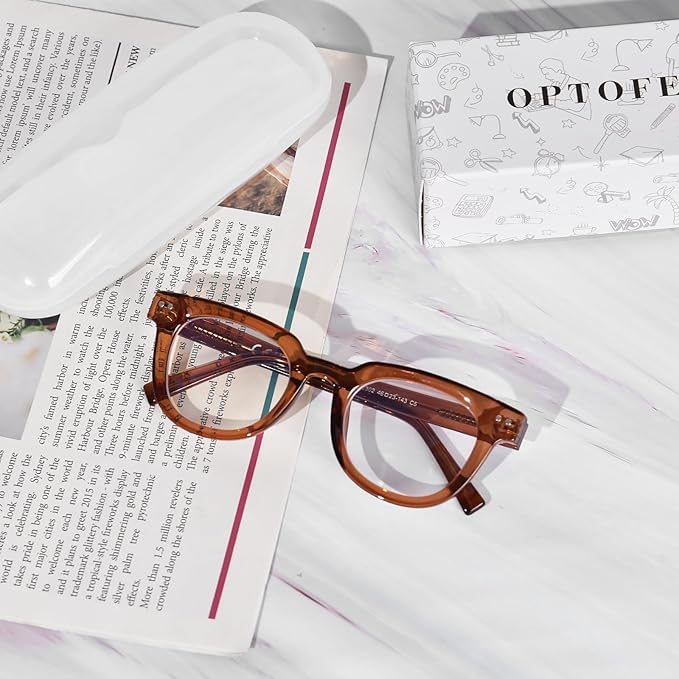 OPTOFENDY Oversized Blue Light Blocking Glasses for Women, Fashion Square Computer Eyeglasses
