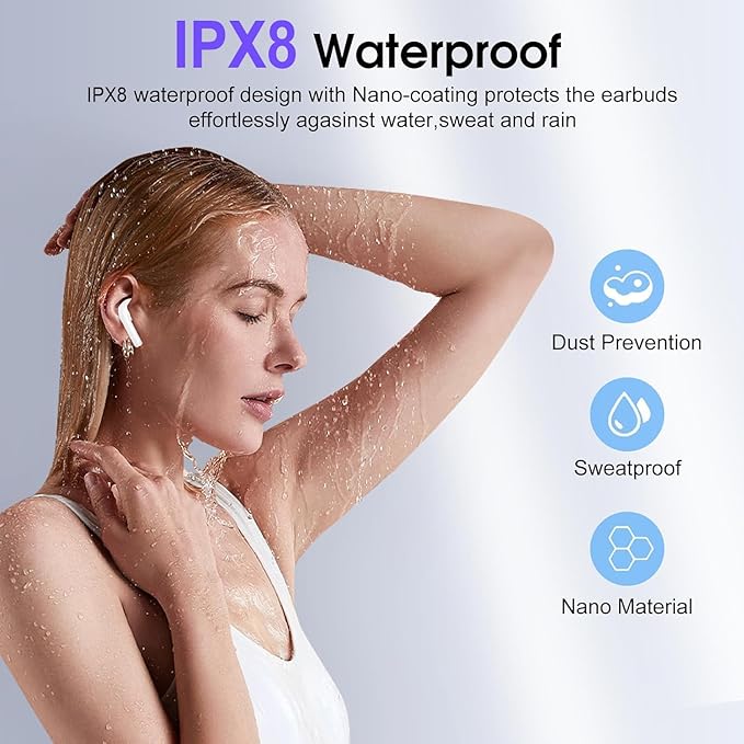 Wireless Earbuds, Bluetooth 5.4 Headphones In Ear with 4 ENC Noise Cancelling Mic, 48H HiFi Stereo Deep Bass Wireless Earphones, IPX8 Waterproof Fast Charge Mini Ear Buds Bluetooth Earbuds for iPhone