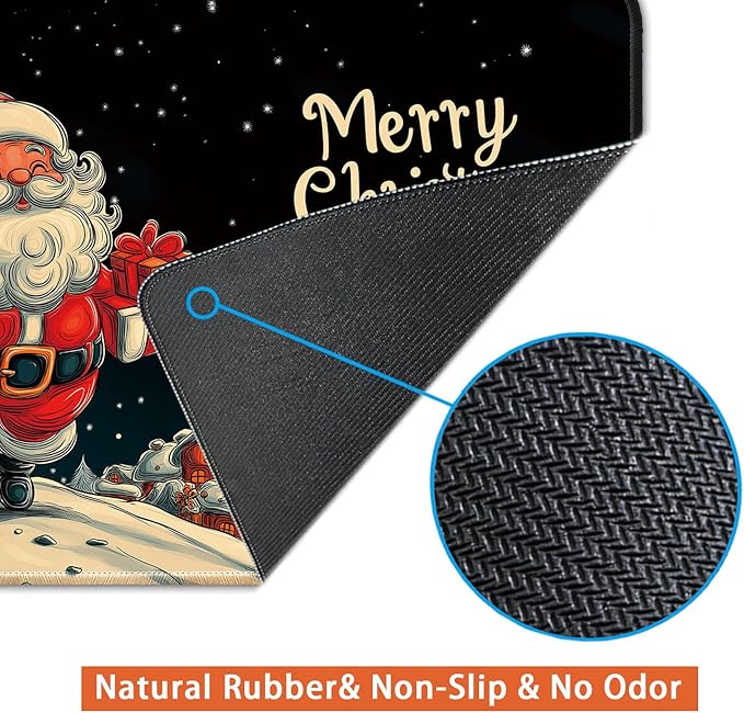 Desk Pad Protector, Office Desk Mat, Large Mouse Pad, Non-Slip Desk Blotter, 23.6x11.8 inch, Merry Christmas Claus Delivering Presents