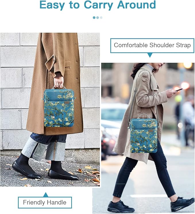 MoKo 15 Inch Laptop Sleeve Bag Fits New Mac Air 15" M5 2026, Mac Pro 14" M5/M5 Pro/M5 Max 2026, Galaxy Tab S9 Utra 14.6" 2023, Handle Carrying Case with Shoulder Strap, Apricot Flower