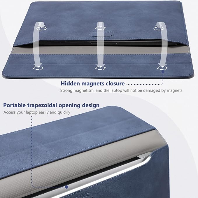 HYZUO 15-16 Inch Laptop Case Bag Sleeve with Stand Feature for MacBook Pro 16 M5/M4/M3/M2/M1 Pro/Max 2026-2019, XPS 15, MacBook Pro 15 2015-2012, Samsung Galaxy Book Flex 15, Navy Blue