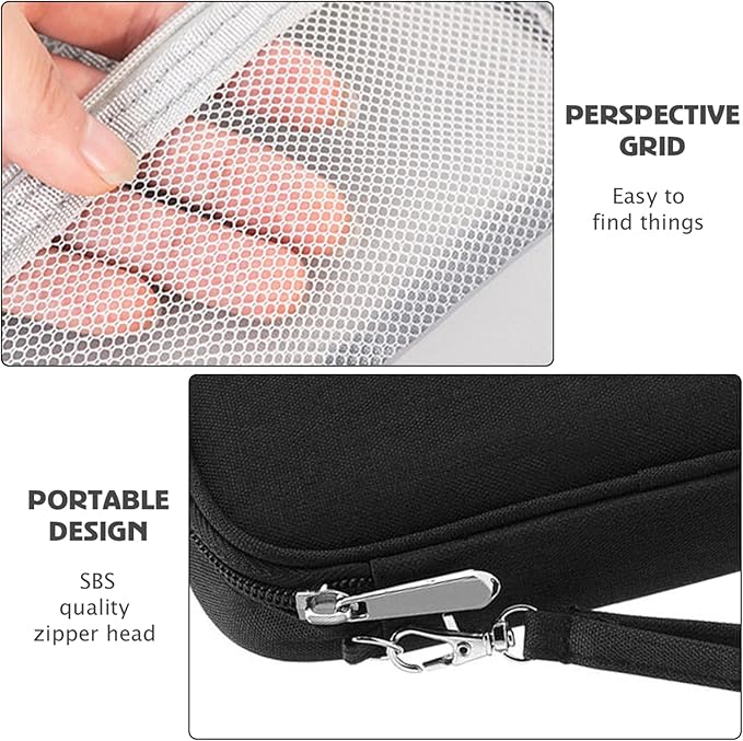 1Pcs Portable Cable Organizer Bag Small Electronic Cable Pouch Electronics Accessories Organizer Travel Digital Storage Bag for Power Bank Charger Card, Black