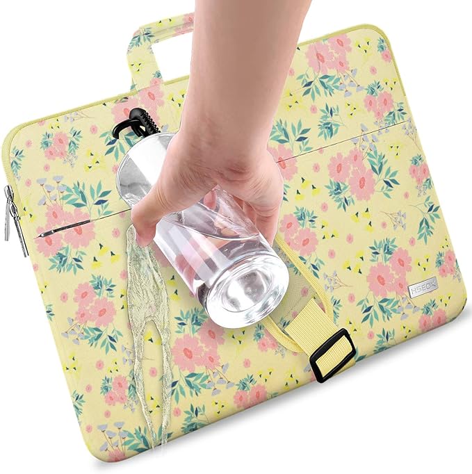 Hseok Laptop Shoulder Bag 13 13.3 14 Inch Case Compatible with MacBook Pro/Neo 14" M5/M4/M3/M2/M1,Mac Air/pro/Neo 13" and Most 13 13.3 14 Notebooks,Spill-Resistant Briefcase,Daisy Beige