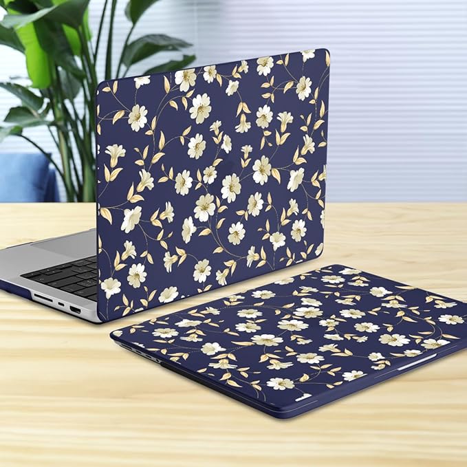 Batianda for MacBook Pro 14 Inch Case 2026-2021 Release M5 M4 M3 M2 M1 Pro/Max, 1.2mm Slim Graphic Hard Shell Cover with Keyboard Cover, Screen Protector 4-in-1 Bundle, Serene Flowers