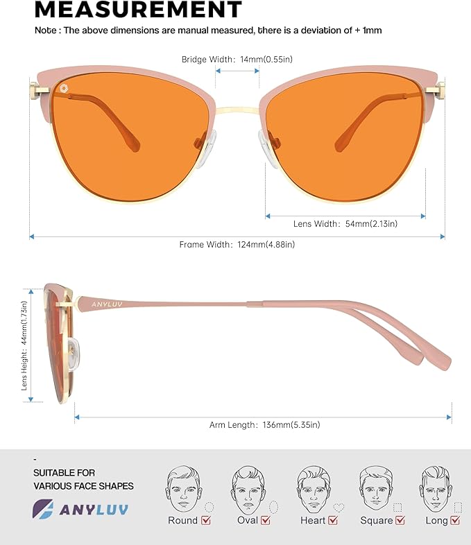 ANYLUV Blue Light Glasses for Woman Men, Womens Blue Light Blocking Glasses Computer Glasses Anti Eyestrain