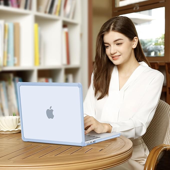 MOSISO Compatible with MacBook Air 13 inch Case M5 2026 M4 2025 M3 M2 2024-2022 A3449 A3240 A3113 A2681,3 in 1 Kit Crack-Resistant Heavy Duty Protective Plastic Hard Case with TPU Bumper, Baby Blue