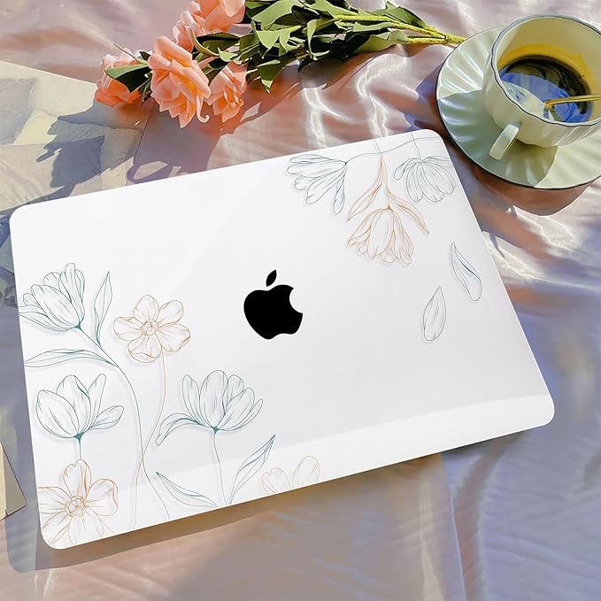 B BELK Compatible with MacBook Air 13 inch Case M5 2026 2025 2024-2022 M4 M3 M2 A3449 A3240 A3113 A2681, Plastic Hard Shell+Keyboard Cover+Screen Protector for MacBook Air 13.6 inch Case,Etched Floral