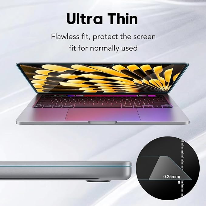 Tempered Glass Screen Protector Compatible with MacBook Air 15.3" M2 2023,9H Hardness Scratch Resistant Macbook Air 15 Inch Screen Film Guard, Bubble Free Ultra-Thin HD Transparency Anti-Fingerprint