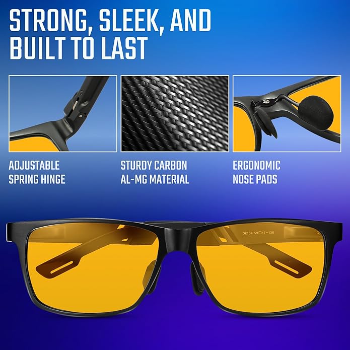 IBOANN Blue Light Glasses for Men - Lightweight Al-Mg Metal, Gaming Computer Blocking Glasses, Eye Protection Anti Eyestrain