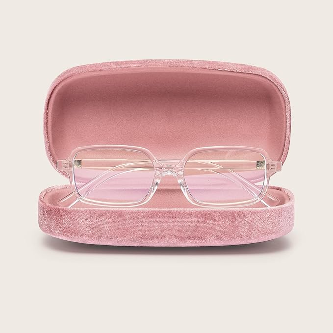 livho Blue Light Glasses for Women – Y2K Aesthetic Frame with Blush Pink Case, 90s Vibe for Screen Time Blue Light Blocking