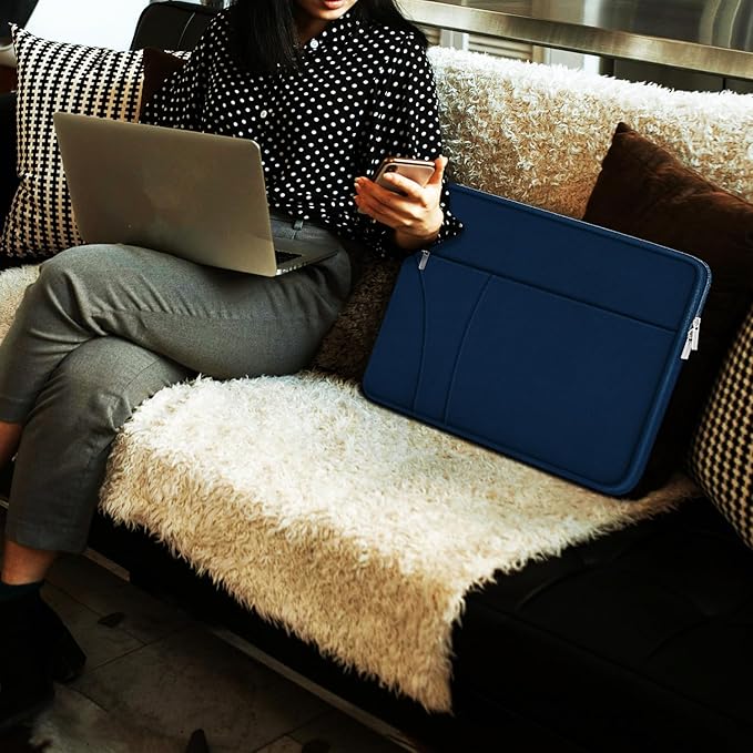 Laptop Sleeve 14 inch, Slim Traveling Laptop Case Cover with Zippered Pocket, Shockproof Protective Carrying Briefcase Computer Bag for 14" MacBook Air/Pro, HP, Dell, Lenovo, Acer, Deep Blue