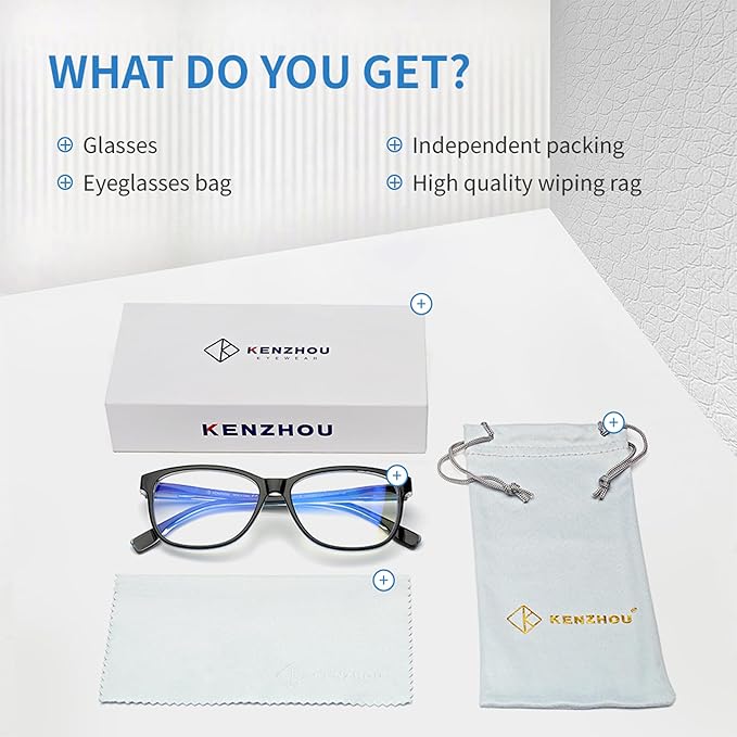 K KENZHOU Blue Light Glasses for Woman Men Bluelight Blocking Glasses for Computer Gaming Phones,Anti Eye Strain & UV Glare