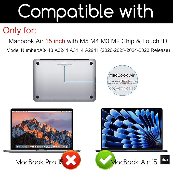 3 Pack Anti Glare Screen Protector for New Apple 2026-2025-2024-2023 MacBook Air 15 inch (Model: A3448 A3241 A3114 A2941) Laptop with M5 M4 M3 M2 Chip 15.3 inch Laptop,Anti Fingerprint (Matte) Shield