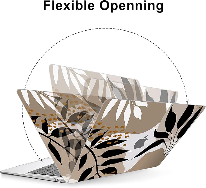 AKIT Compatible with MacBook Air 13 Inch Case M1 2022 2021 2020 2019 2018 A2337 A2179 A1932, Pattern Laptop Hard Shell Case+Screen Protector+Keyboard Cover for MacBook Air 13.3 Inch, Aesthetic Leaves