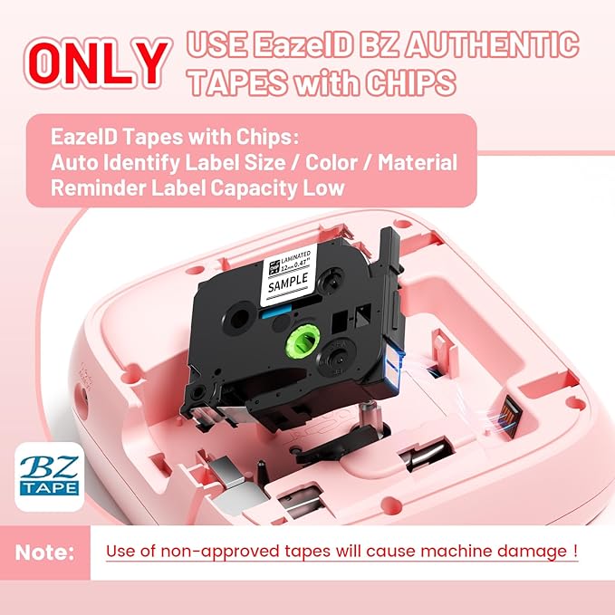 Pink Label Maker Machine with-Tape Waterproof, Portable Kids Label Maker, Keyboard Labeler Handheld, D210S Easy Labeler Machine with Multiple Fonts Frame Barcode for Home Office School Supplies