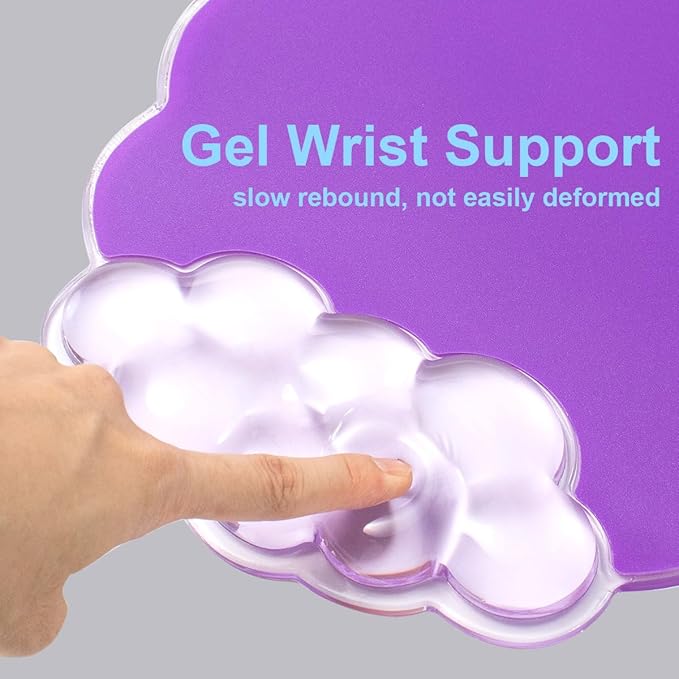 Purple Cloud Gel Wrist Rest for Keyboard and Mouse, Ergonomic Mouse Pad with Wrist Support Non-Slip Base for Typing Pain Relief/Computer/Laptop/Home/Office