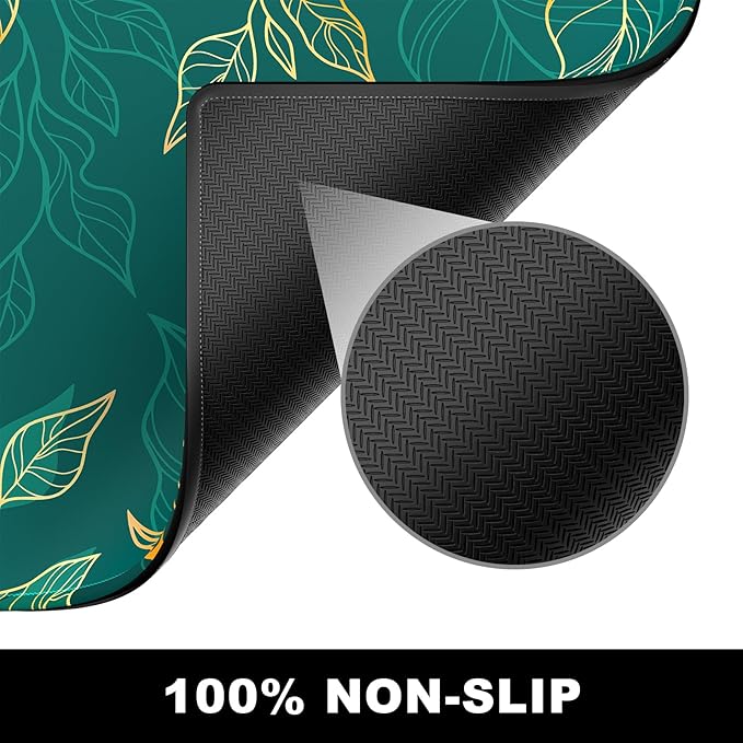 BOSOBO Large Mouse Pad, XXL XL Extended Gaming Mouse Mat, Desk Mat for Office & Home, Long Keyboard Mat, Huge Desktop Full Cover 31.5 x 11.8 Inches, Artistic Luxury Leaves Green