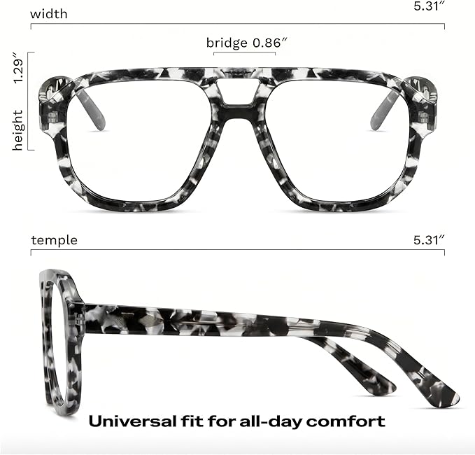 livho Retro Aviator Blue Light Blocking Glasses for Women Men with Soft Case, Trendy Rectangle Computer Eyeglasses