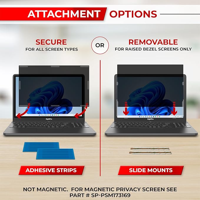SightPro 17.3 Inch 16:9 Laptop Privacy Screen Filter - Computer Monitor Privacy Shield and Anti-Glare Protector