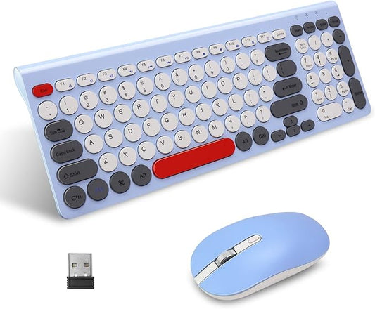 LeadsaiL Wireless Keyboard and Mouse Combo, Wireless USB Mouse and Computer Keyboard Set, Compact and Silent for Windows Laptop, Desktop, PC- Colorful