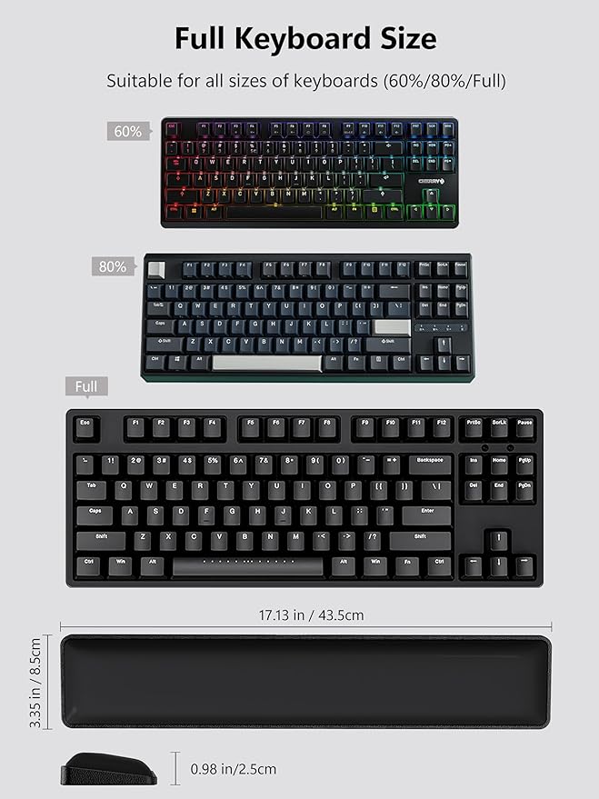 TopMade Keyboard Wrist Rest, Cooling Gel & Upgrade Soft Memory Foam Design Wrist Support for Keyboard, Full-Size Keyboard Hand Rest Pad, Ergonomic Palm Rest for for Long Hours of Work, Gaming, Black