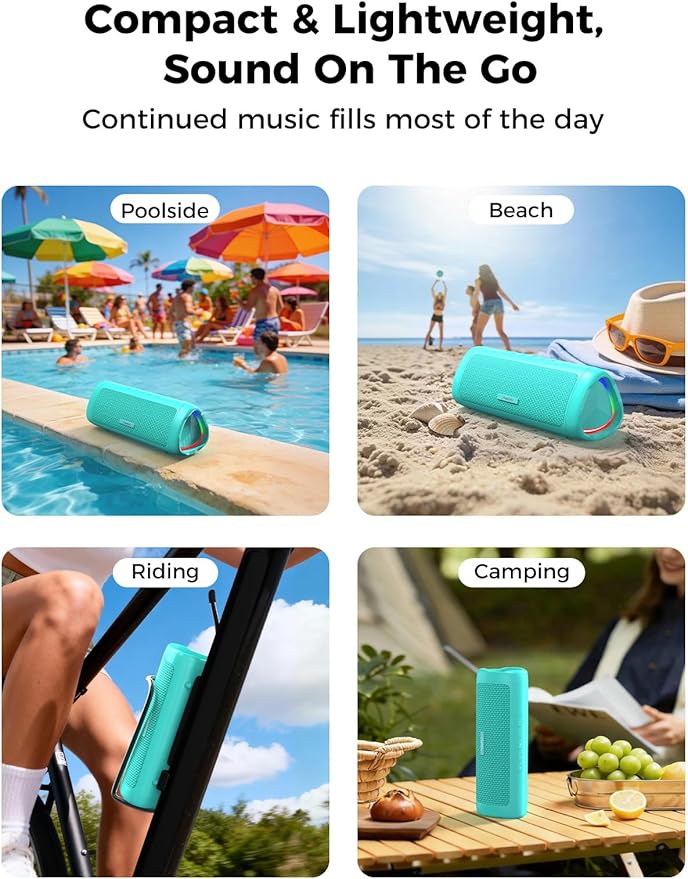 Bluetooth Speaker with HD Sound, Portable Wireless, IPX5 Waterproof, Up to 20H Playtime, TWS Pairing, BT5.3, for Home/Party/Outdoor/Beach, Electronic Gadgets, Birthday Gift (Teal)