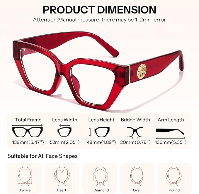 FEISEDY Women Cat Eye Blue Light Blocking Glasses Trendy Cateye Design for Daily Wear B0350
