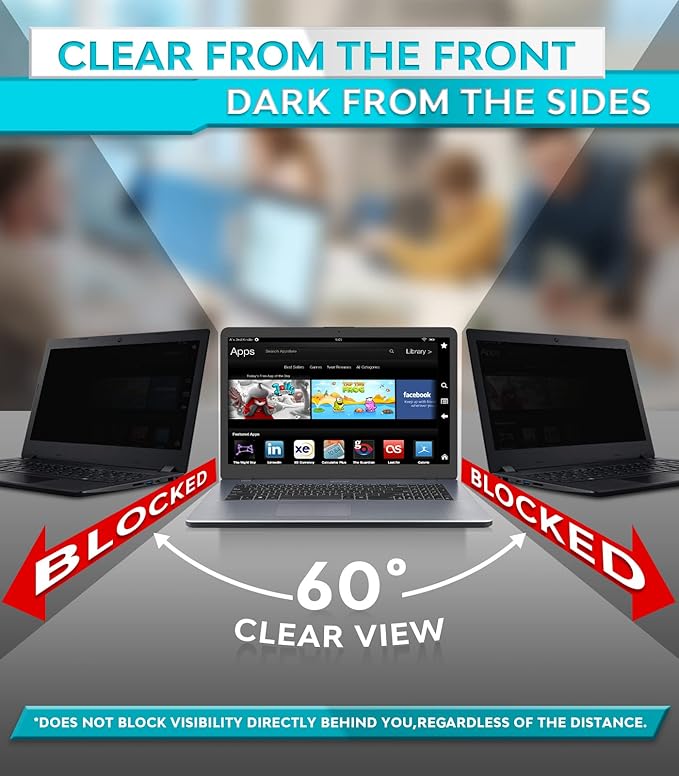 PYS Laptop Privacy Screen 13.3 Inch for HP Dell Samsung Lenovo - Removable Laptop Screen Privacy Shield for 16:9 Widescreen Display - Anti Glare & Blue Light Laptop Screen Filters