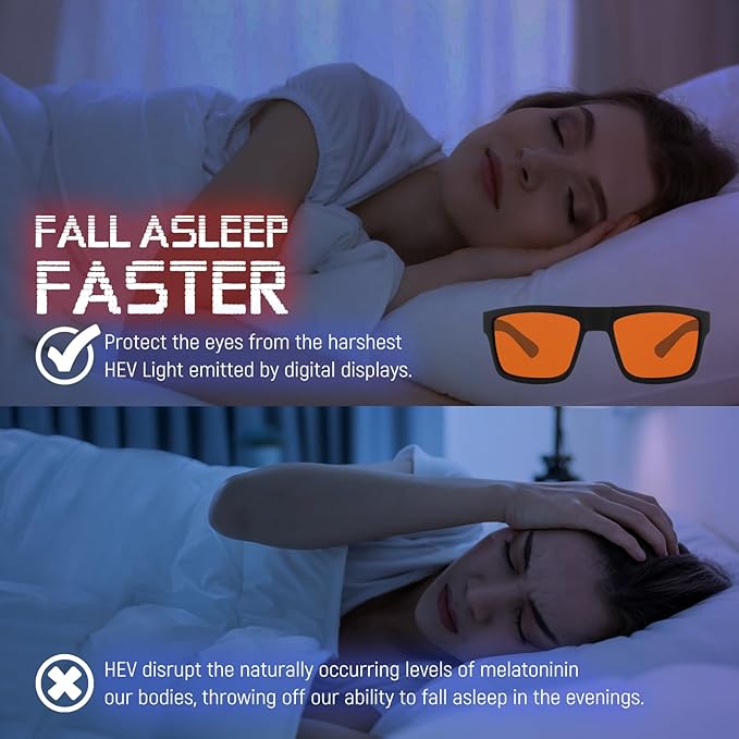 Blue Light Gaming Glasses for Men & Women, Anti Harmful Blue Light for Computer & Gaming, Amber Lenses Anti Eyestrain