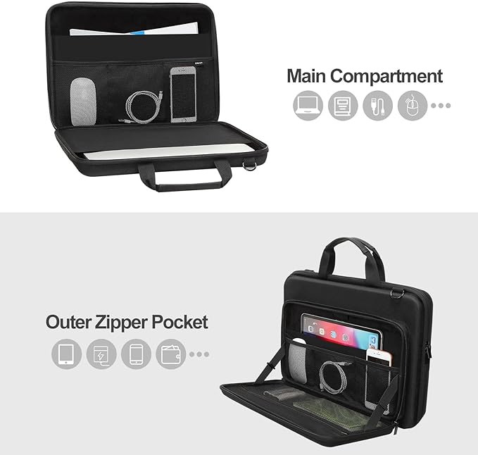 MOSISO Laptop Bag for Men,15-16 inch Computer Bag Compatible with MacBook Air 15 inch/Pro 16 inch, HP, Dell, Lenovo, Asus, Acer, Hard Shell Laptop Case with Front Pocket&Shoulder Strap, Black